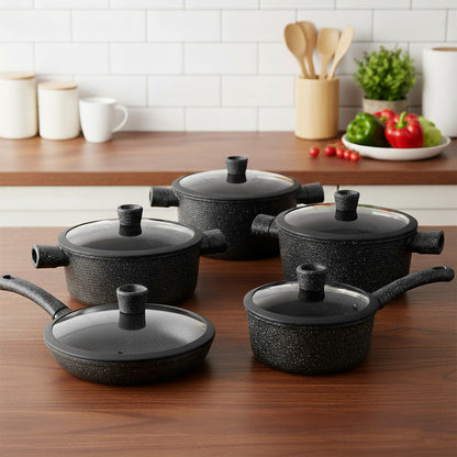 طقم أواني طهي جرانيت فاخر – ١٠ قطع