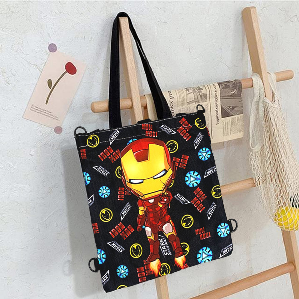 Ironman & Patterned Printed Multipurpose Canvas Tote Bag