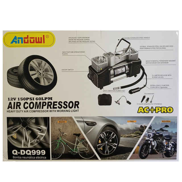 Andowl Q-DQ999 2Cylinder Air Compressor 12v 150psi (60Lit/min)