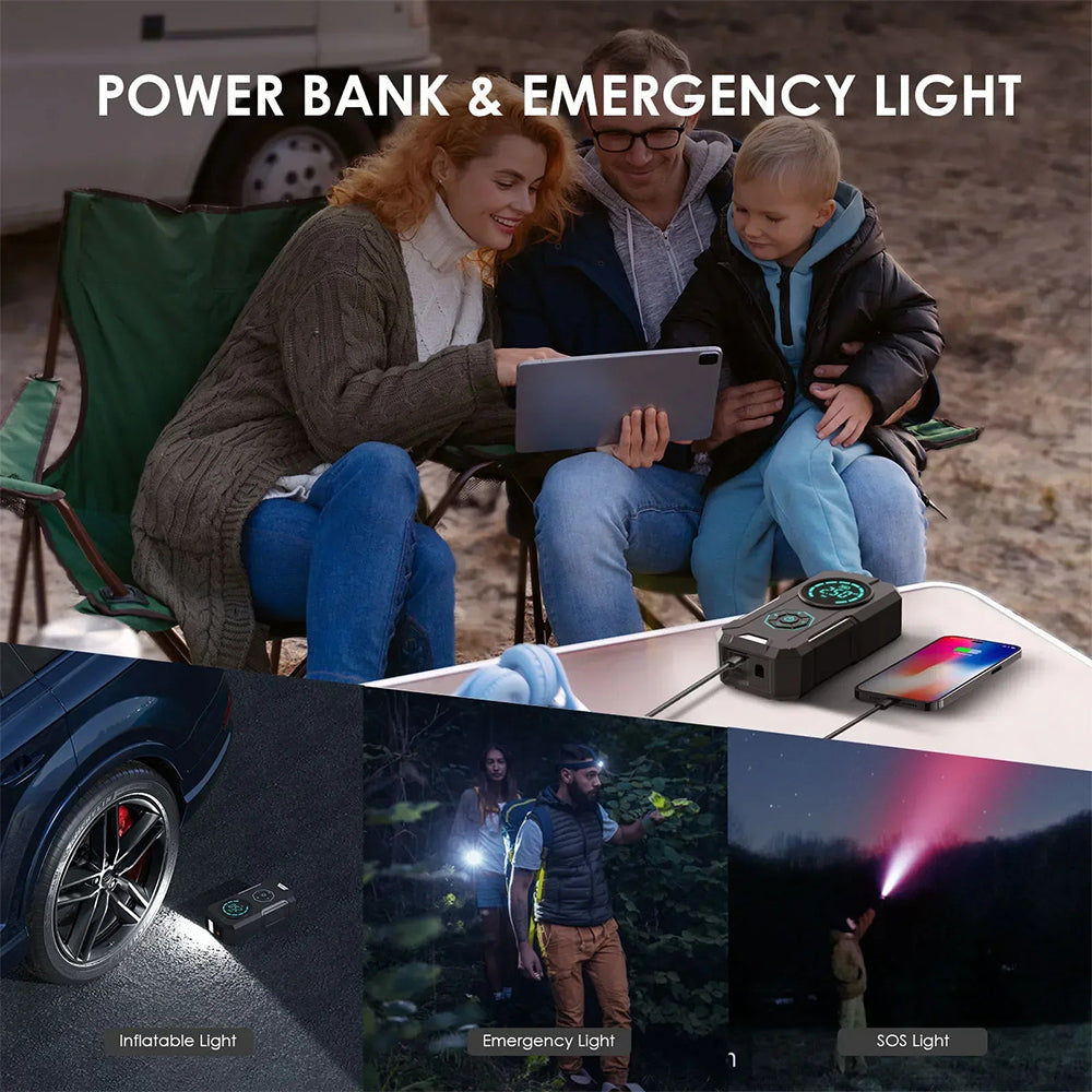 Wireless Air Pump with power bank and LED Light