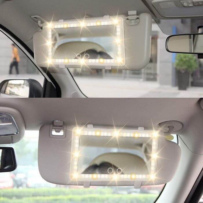 مرآة تجميل للسيارة مع مصابيح LED