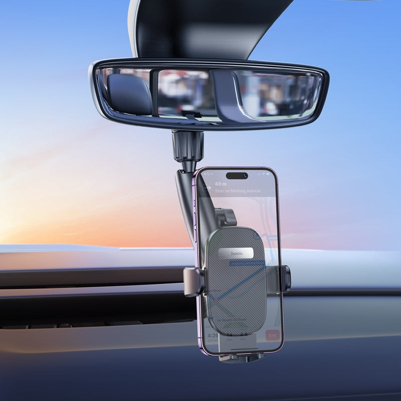 هوكو H17 حامل هاتف بمرآة الرؤية الخلفية للسيارة (أسود)