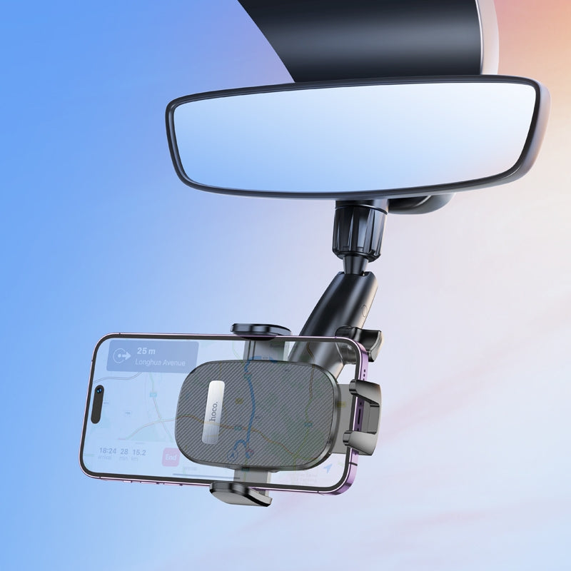 هوكو H17 حامل هاتف بمرآة الرؤية الخلفية للسيارة (أسود)
