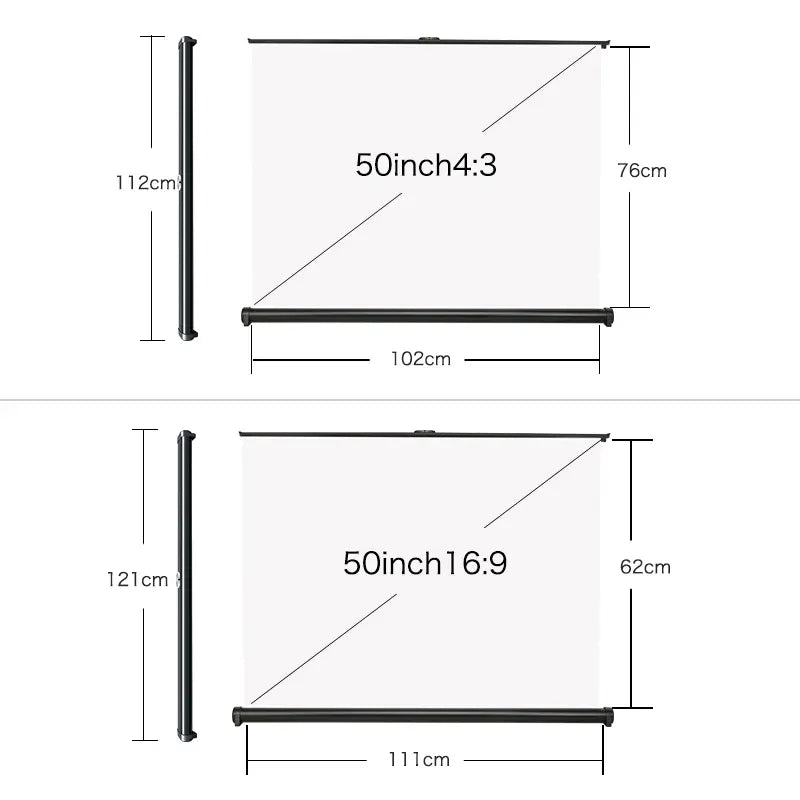 شاشة عرض محمولة مقاس 50 بوصة 16:9 قابلة للطي يدوياً