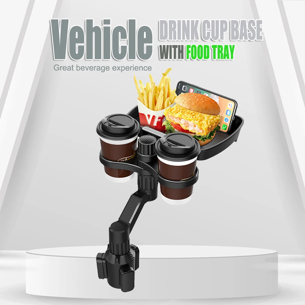 Multi-functional food tray with drink cup for car