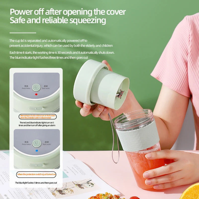 Juicer Blender with Straw USB-C Rechargeable 350mL
