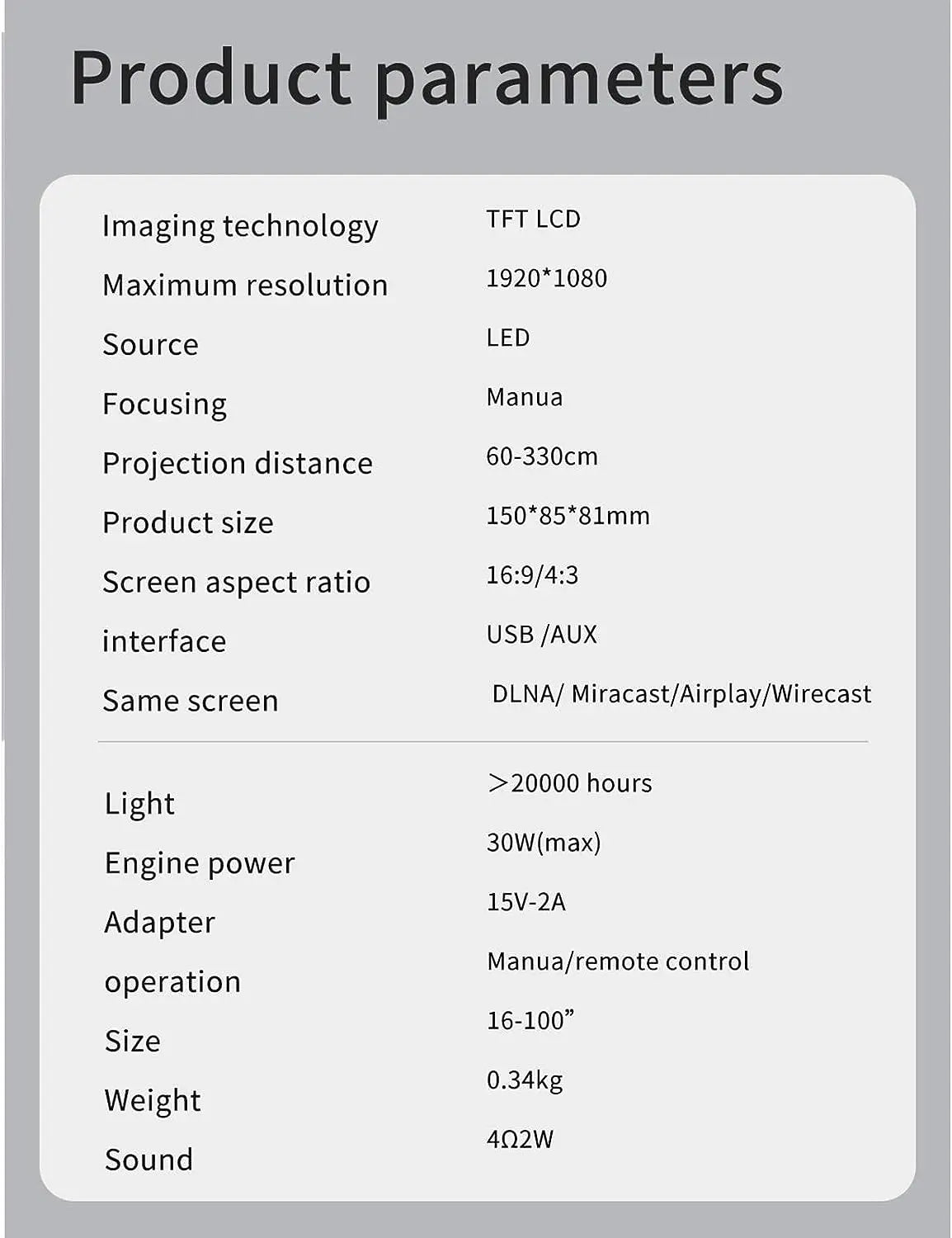 جهاز عرض T30 محمول لاسلكي FHD 1080P