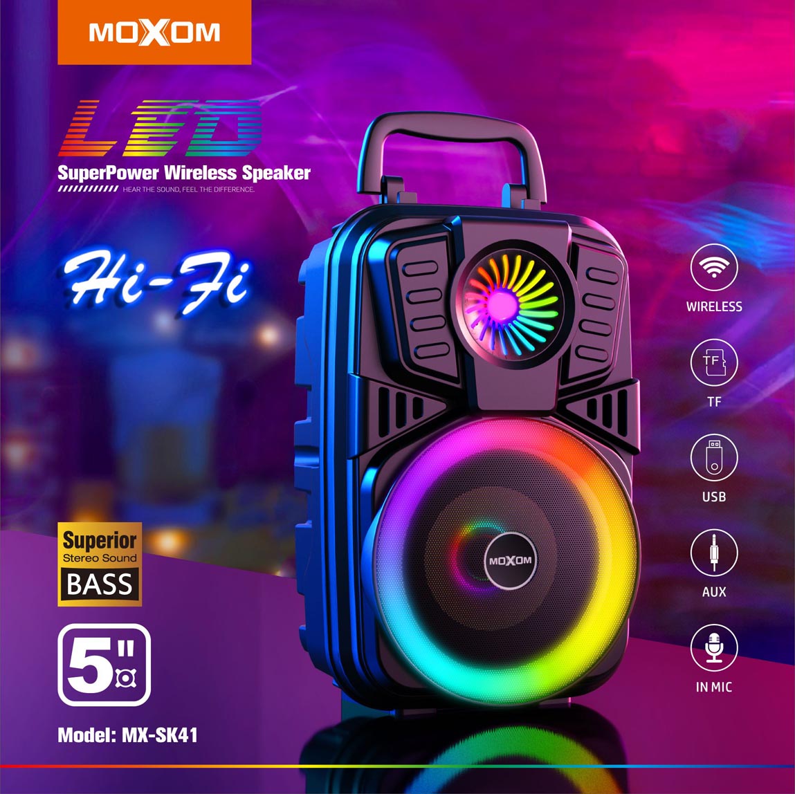 Moxom MX-SK41 LED Wireless Speaker