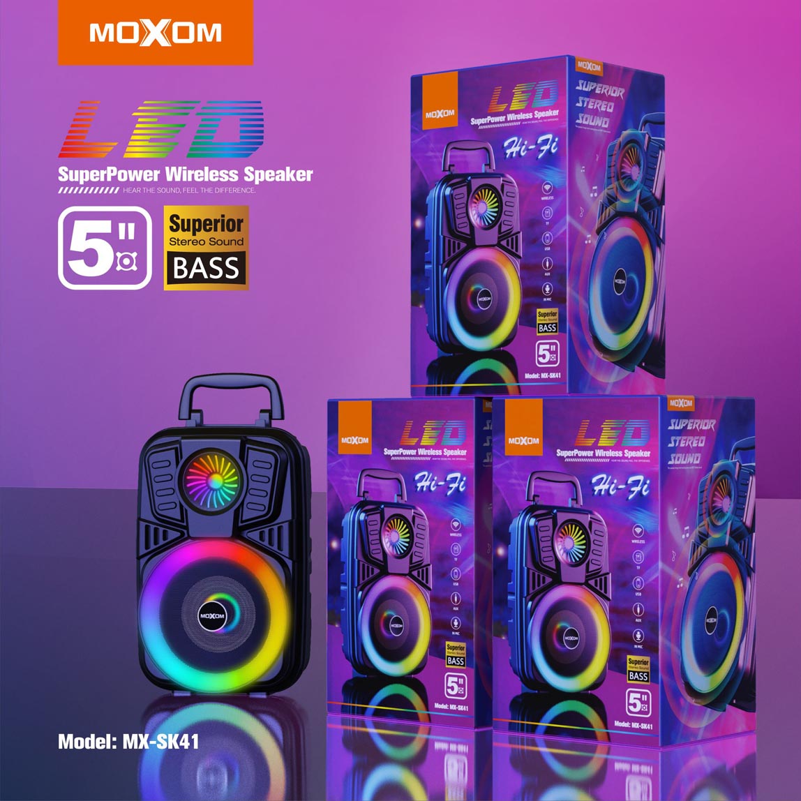 موكسوم MX-SK41 مكبر صوت لاسلكي LED