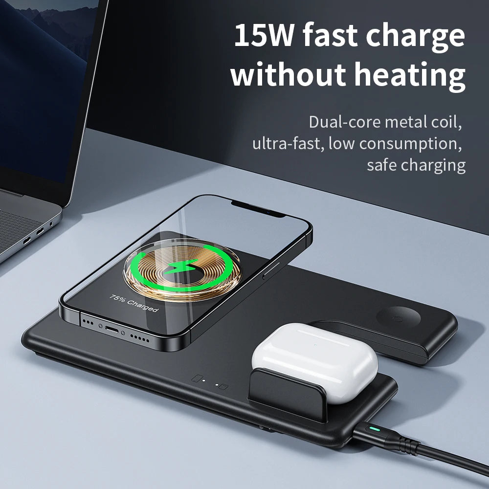 HOCO CQ1 3in1 15W Magsafe Magnetic Wireless Charger