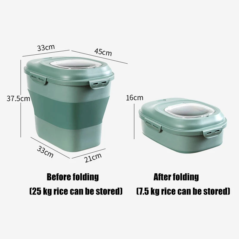 Foldable and expandable grain storage container
