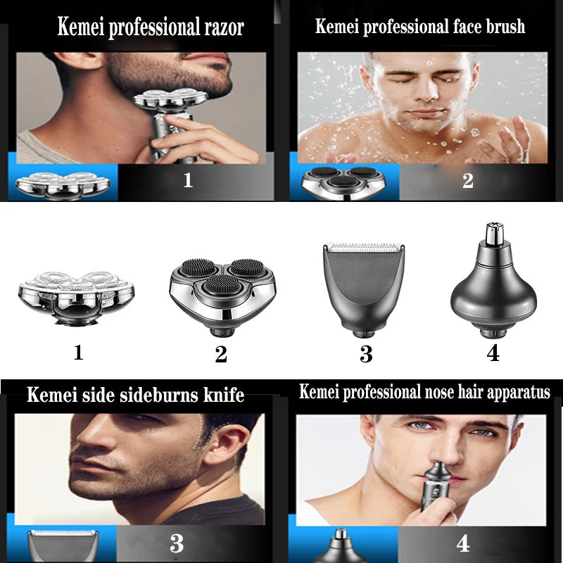 Kemei KM-2193/4In1 Mens Foldable Elictric Shaver Set