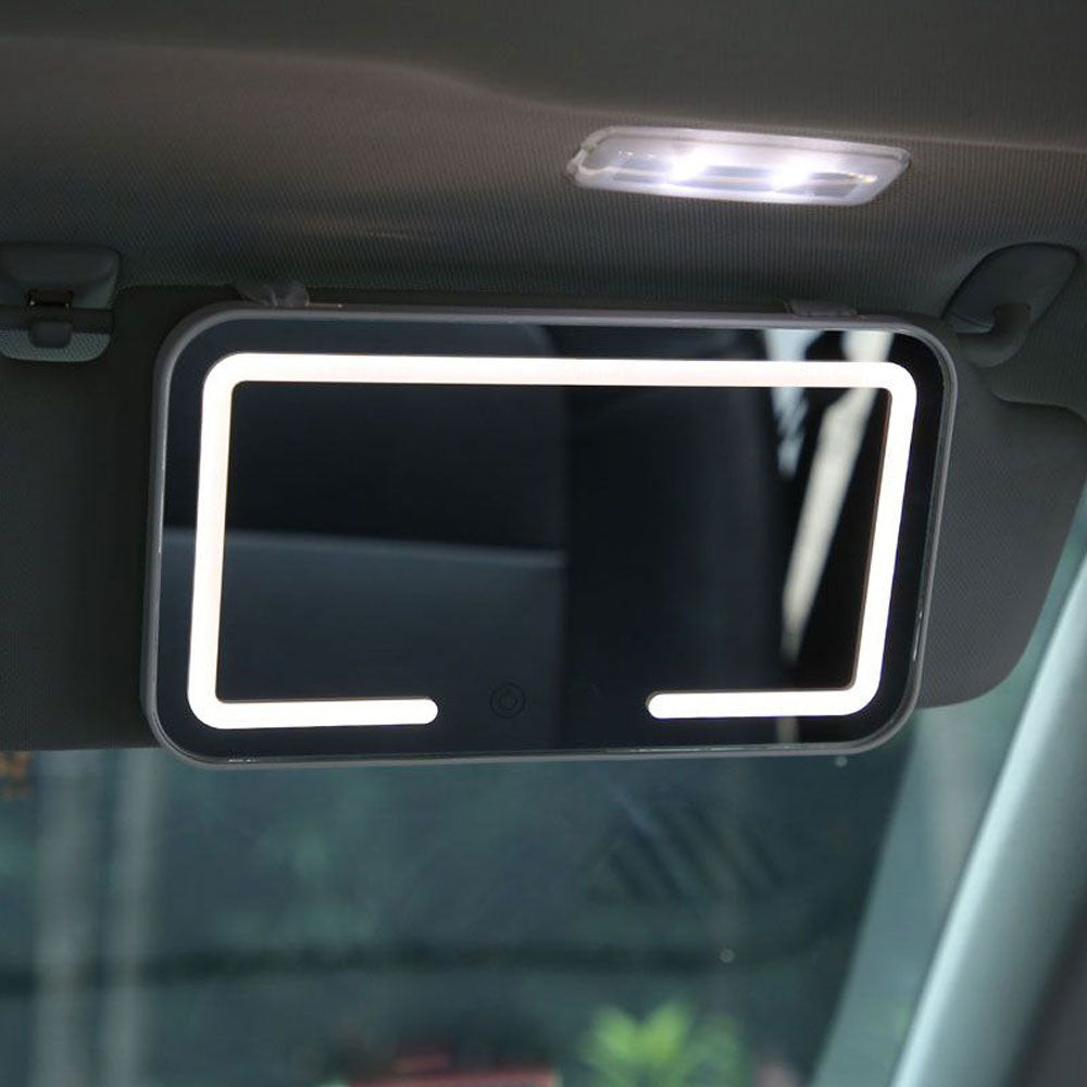 Car makeup mirror with LED light