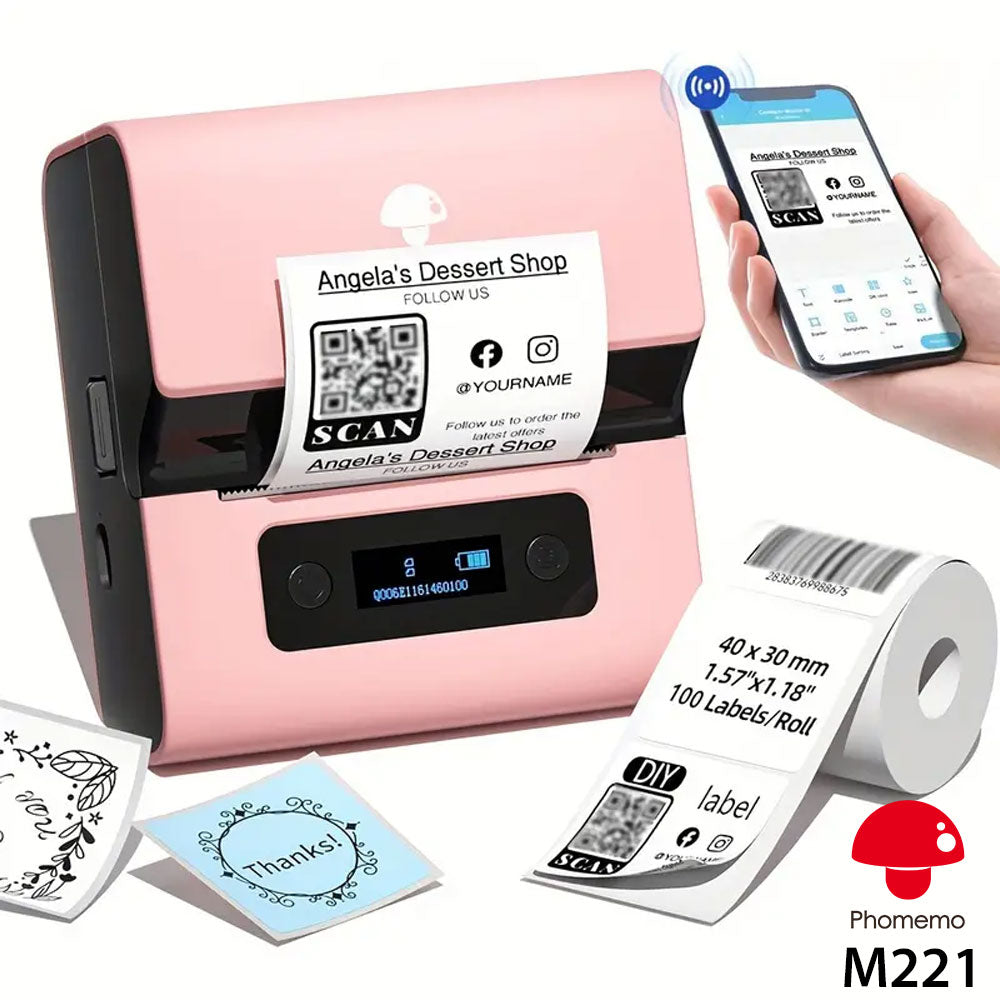 Phomemo M221 Bluetooth thermal label printer/Black&Pink
