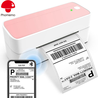 طابعة ملصقات شحن الحرارية Phomemo PM-241-BT / وردي+أبيض