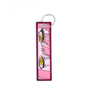 Embroidered keychain on Japanese anime tags