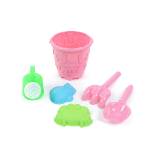 مجموعة ألعاب شاطئية للأطفال مع دلو وحيوانات ملونة – 6 قطع