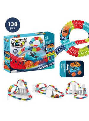 (138 قطعة)  مجموعة ألعاب سباق السيارات للأولاد والبنات مع السيارات