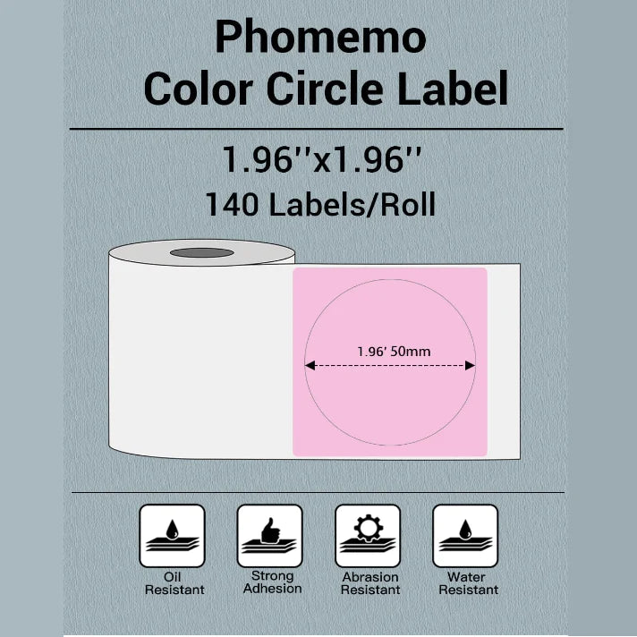 Phomemo Printer Labels 50x50mm/140Pcs-Round/Green
