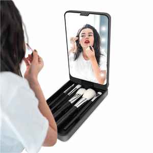 مرآة تجميل محمولة بإضاءة LED مع 5 فرش