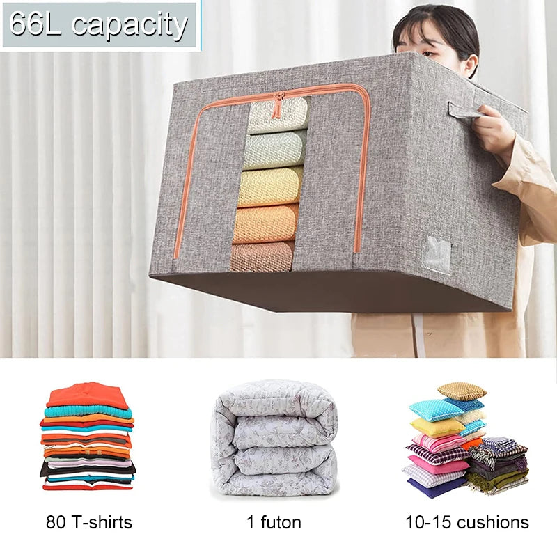 Foldable clothes storage box 66L