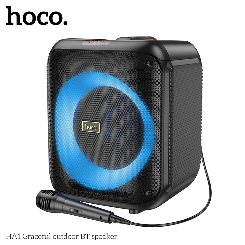 هوكو مكبر صوت لاسلكي + ميكروفون رشيق HA1 أسود