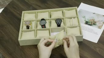 صندوق منظم للساعات والإكسسوارات 12 فتحة