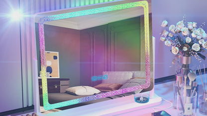 مرآة مكياج LED RGB مع 7 أوضاع قابلة للتعتيم