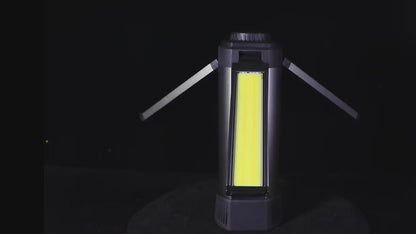 مصباح LED ثلاثي للعمل والتخييم والرحلات قابل للشحن مع حامل