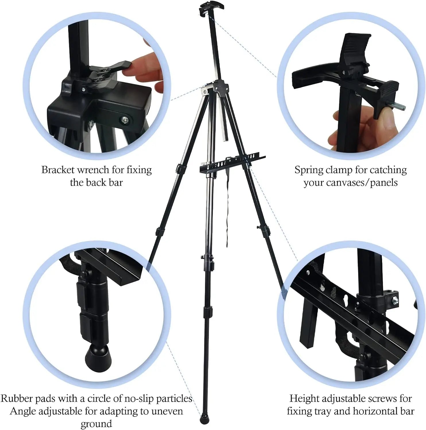 Adjustable tripod for painting canvases