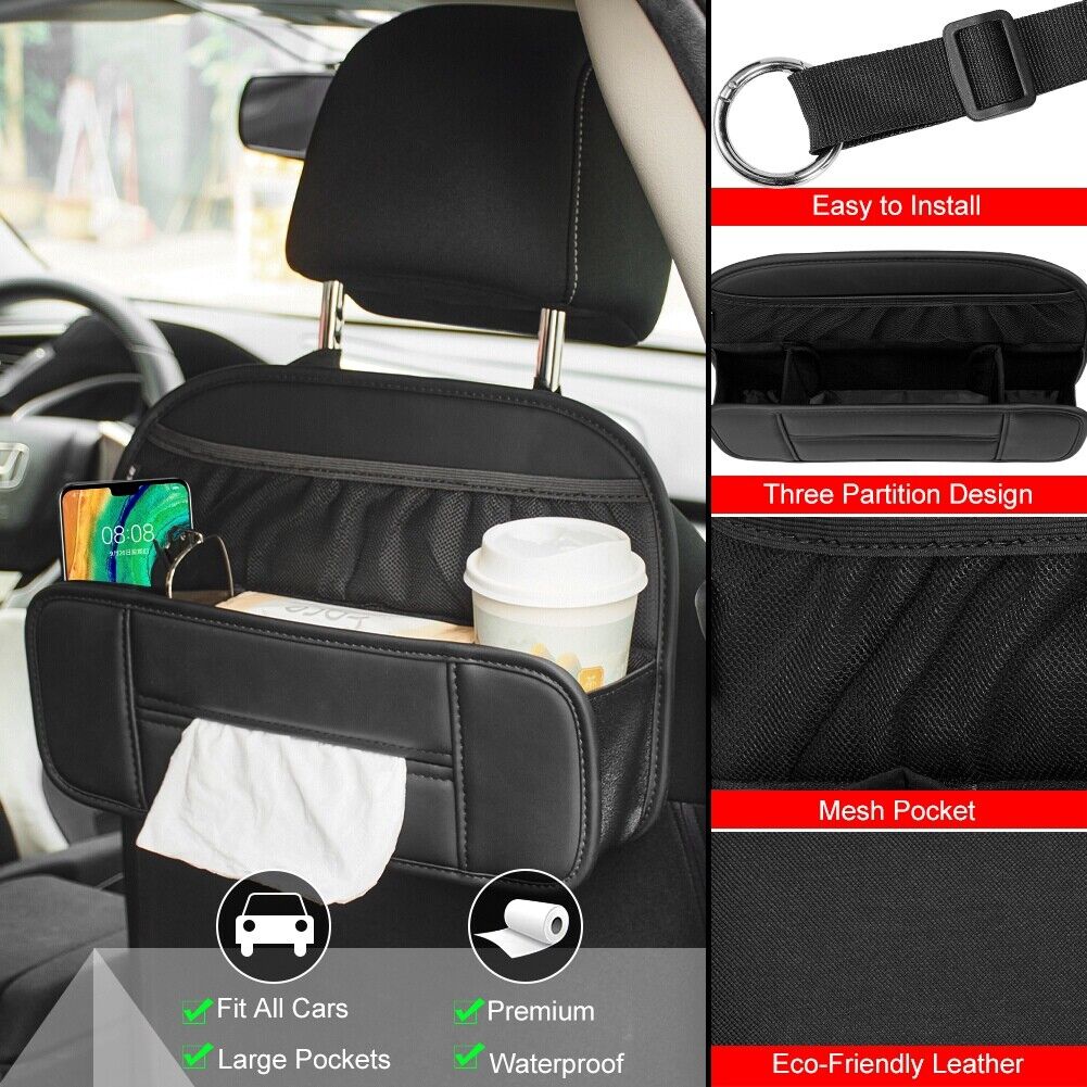 CABULE Car Back Seat Organizer with Tissue Box
