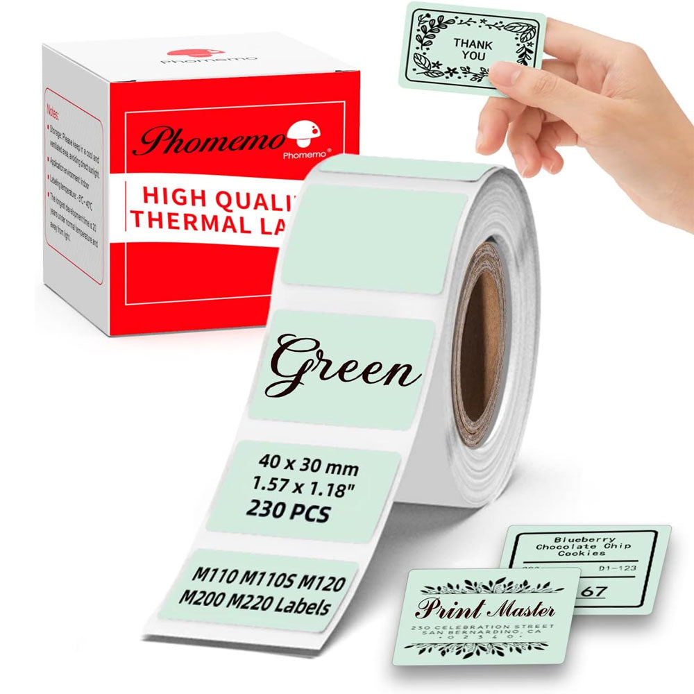 Phomemo Printer Labels 40x30mm/230Pcs Square/Green